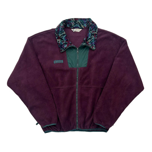 Columbia Collared Fleece Jacket - Large Purple Polyester