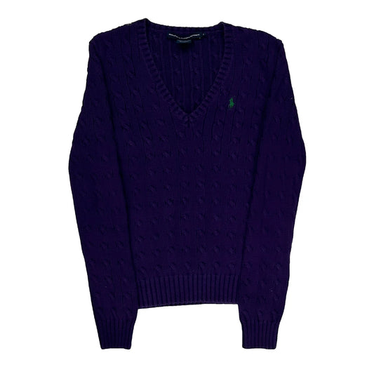 Ralph Lauren Sport V-Neck Jumper - Medium Purple Cotton