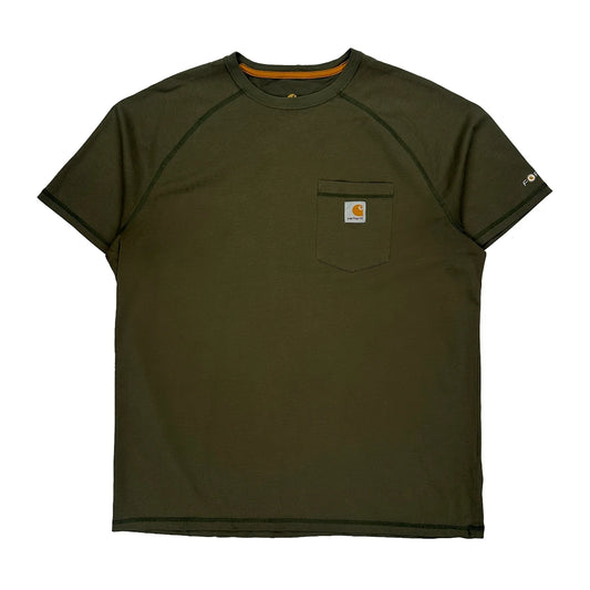 Carhartt T-Shirt - Large Green Cotton