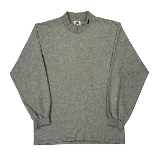 Made In USA Nike Long Sleeve T-Shirt - Large Grey Cotton