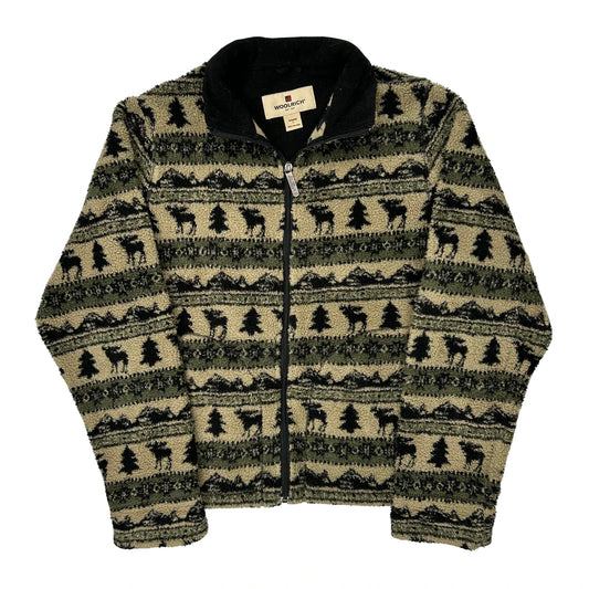 Woolrich Fleece Jacket - Large Beige Polyester