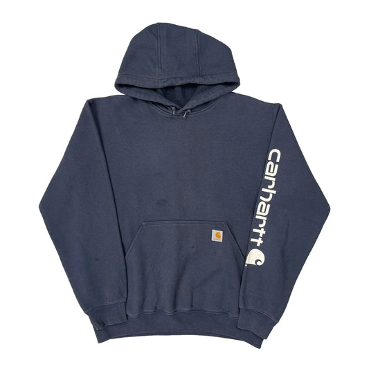 Vintage Original Fit Carhartt Spellout Hoodie - Medium Blue Cotton
