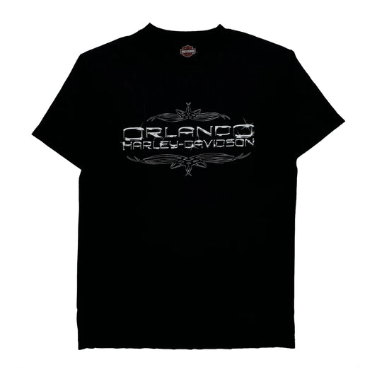 Vintage Orlando Harley Davidson Graphic T-Shirt - Medium Black Cotton