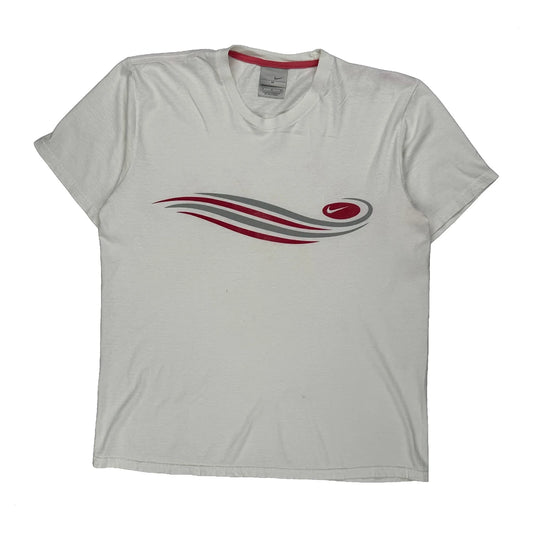 Swoosh Logo Nike Graphic T-Shirt - Medium White Cotton