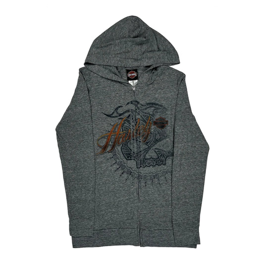 Motorcycles Harley Davidson Graphic Hoodie - Large Grey Cotton Blend