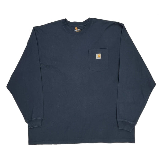 Carhartt Long Sleeve T-Shirt - 2XL Navy Cotton