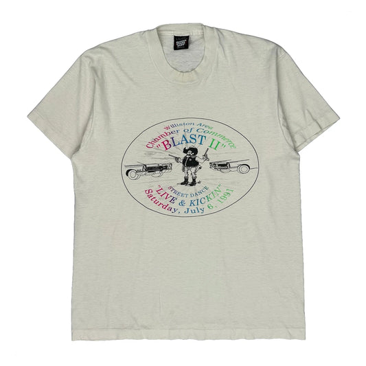 Vintage Street Dance Event Screen Stars Graphic T-Shirt - Large White Cotton Blend
