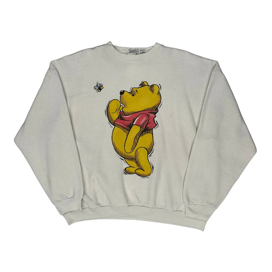 Vintage Winnie The Pooh Disney Cartoon Sweatshirt - XL White Cotton