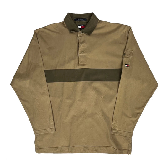 Tommy Hilfiger Rugby Shirt - XL Khaki Cotton