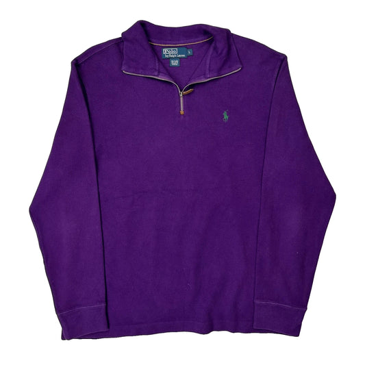 Vintage Polo By Ralph Lauren 1/4 Zip - Large Purple Cotton