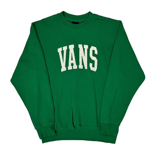 Vintage Vans Spellout Sweatshirt - Small Green Cotton