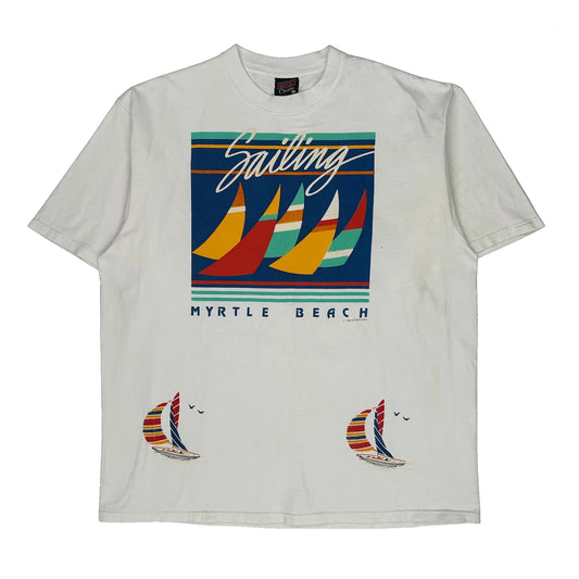 Vintage Sailing Soffe Graphic T-Shirt - XL White Cotton