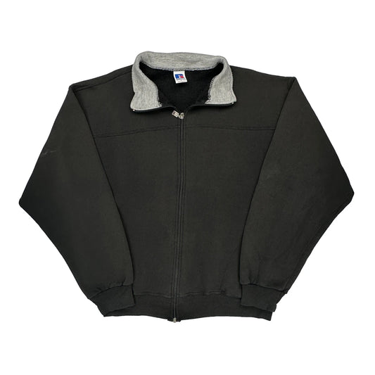 Russell Athletic 1/4 Zip - Large Black Cotton