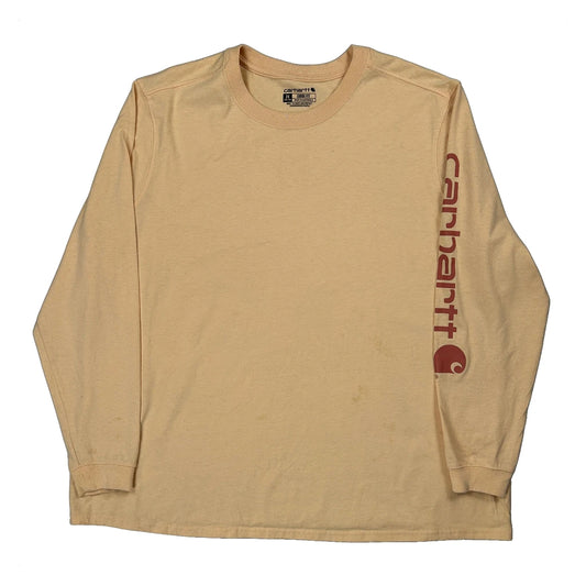 Vintage Carhartt Long Sleeve T-Shirt - 2XL Beige Cotton