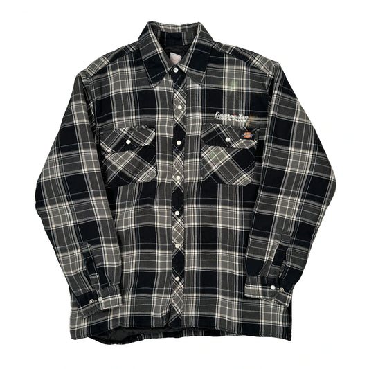 Dickies Checked Flannel Shirt - Large Black Cotton