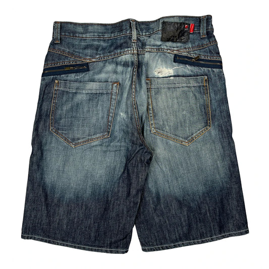 72+ Baggy Denim Shorts - 36W 12L Blue Cotton