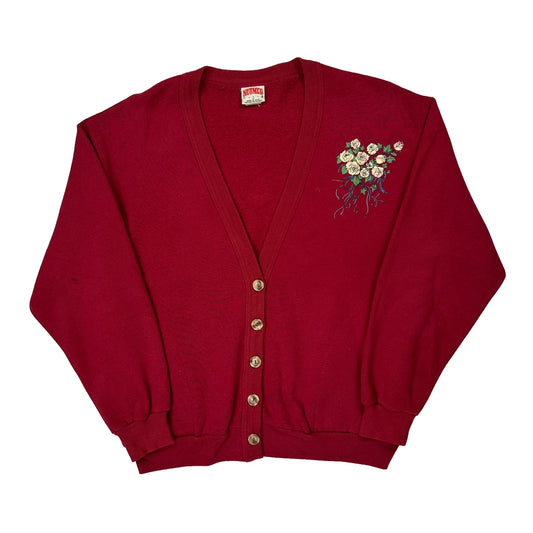 Vintage Made In USA Nutmeg Cardigan - Medium Red Cotton