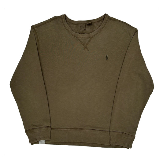 Polo By Ralph Lauren Sweatshirt - Large Khaki Cotton