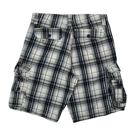 Lee Checked Cargo Shorts - 31W 11L Black & White Cotton