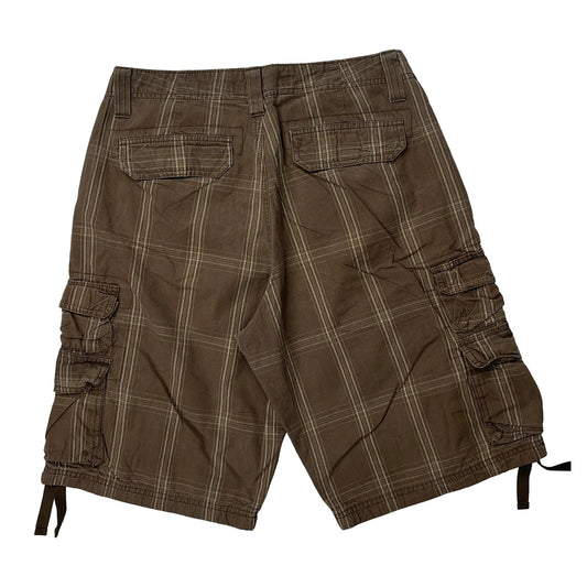 Lee Checked Cargo Shorts - 30W 11L Brown Cotton