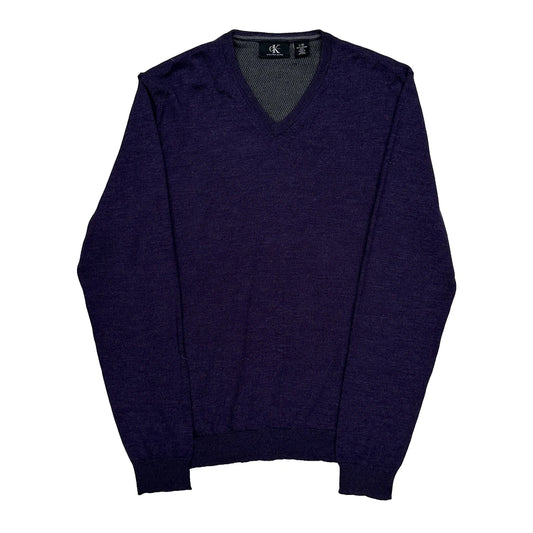 Vintage Calvin Klein Jumper - Large Purple Merino Wool
