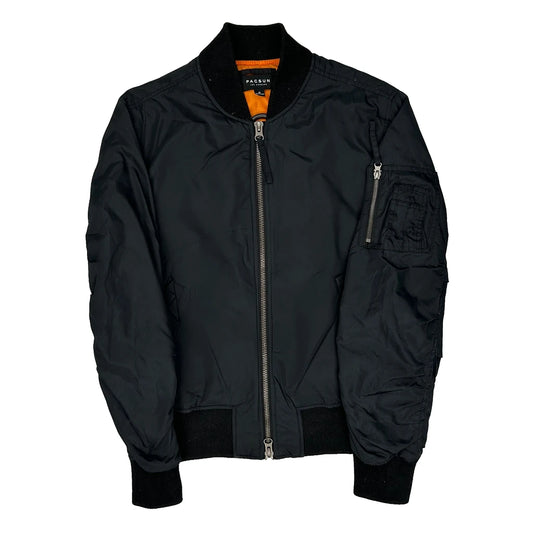 Vintage Pascun Bomber Jacket - Medium Black Polyester