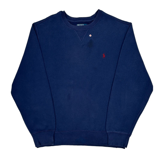 Polo By Ralph Lauren Sweatshirt - Large Navy Cotton Blend