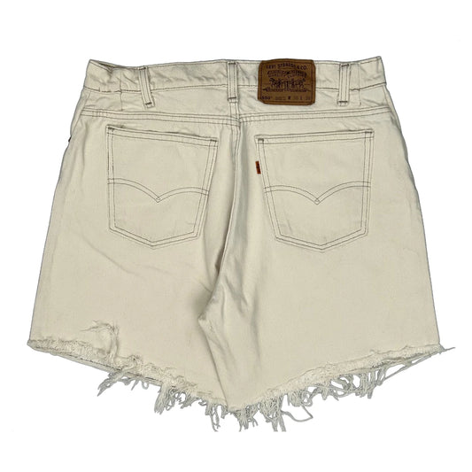 Vintage Levis Cut Off Denim Shorts - 32W UK 12 White Cotton