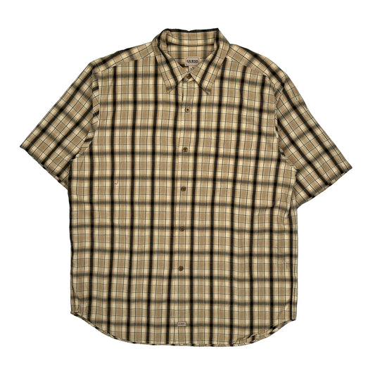 Guess Checked Short Sleeve Shirt - XL Beige Cotton