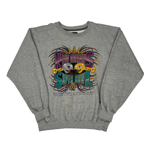 New Orleans Super Bowl Xxxi Starter Graphic Sweatshirt - Large Grey Cotton Blend