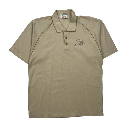 Animal Kingdom Lodge Disney Polo Shirt - Large Beige Cotton