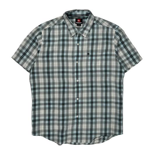 Quiksilver Checked Short Sleeve Shirt - XL White Cotton