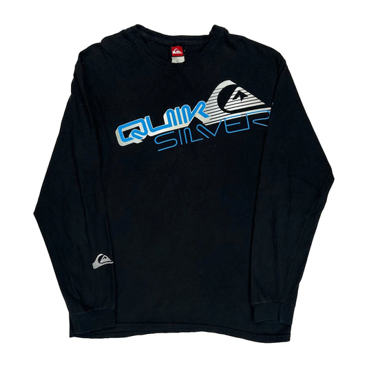Quiksilver Spellout Long Sleeve T-Shirt - Medium Black Cotton