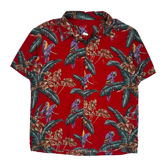 Unbranded Floral Hawaiian Shirt - Large Red Cotton