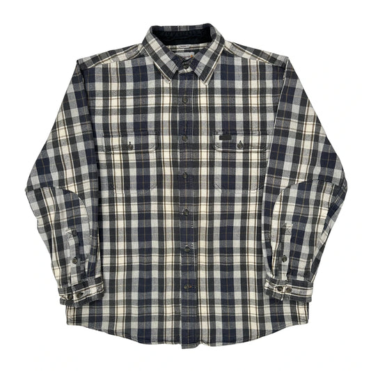 Vintage Carhartt Checked Flannel Shirt - XL Blue Cotton
