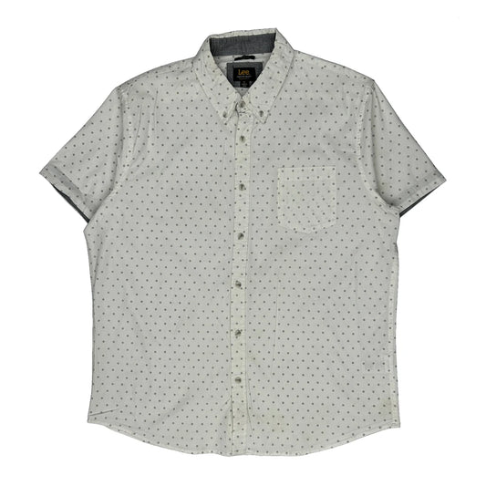 Lee Polka Dot Short Sleeve Shirt - XL White Cotton