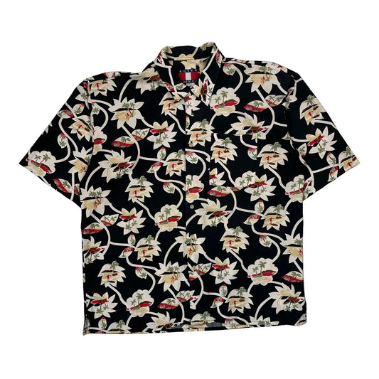 Boxer Floral Hawaiian Shirt - XL Black Cotton