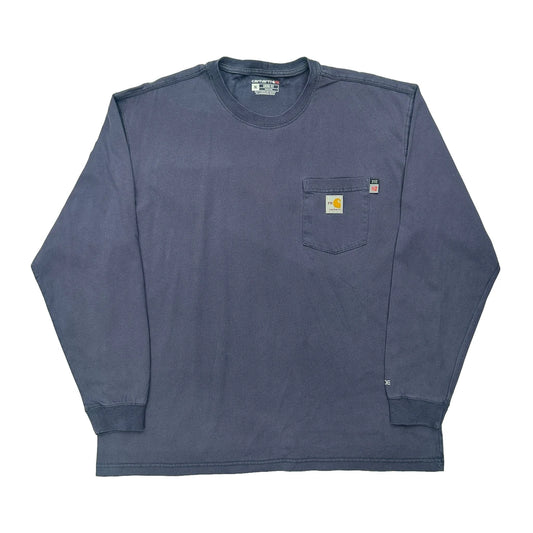 Carhartt Long Sleeve T-Shirt - XL Blue Cotton