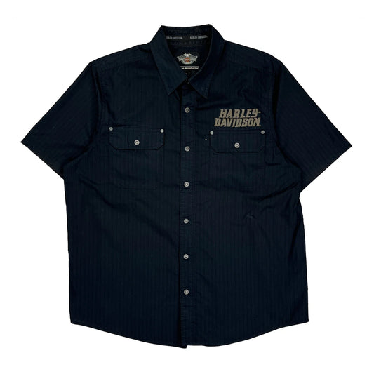 Harley Davidson Short Sleeve Shirt - XL Black Cotton Blend