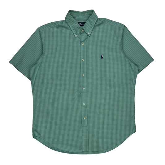 Ralph Lauren Checked Short Sleeve Shirt - Large Green Cotton