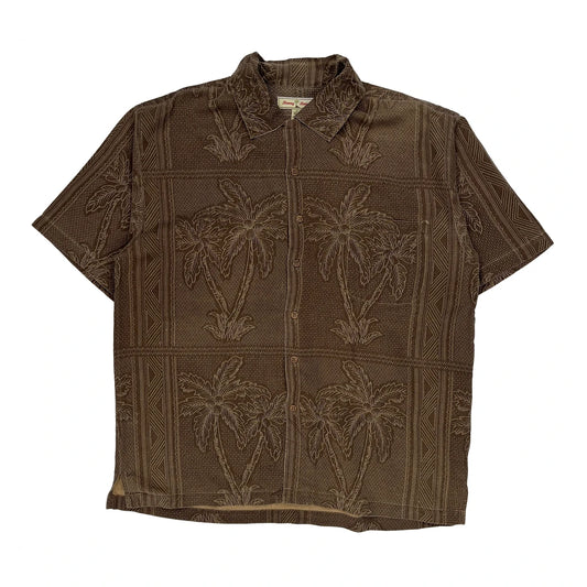 Tommy Bahama Hawaiian Shirt - XL Brown Silk