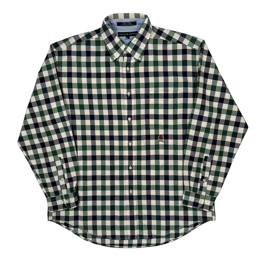 Tommy Hilfiger Checked Shirt - Large Green Cotton