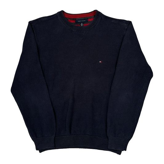 Tommy Hilfiger Chunky Knit Sweatshirt - Large Navy Cotton