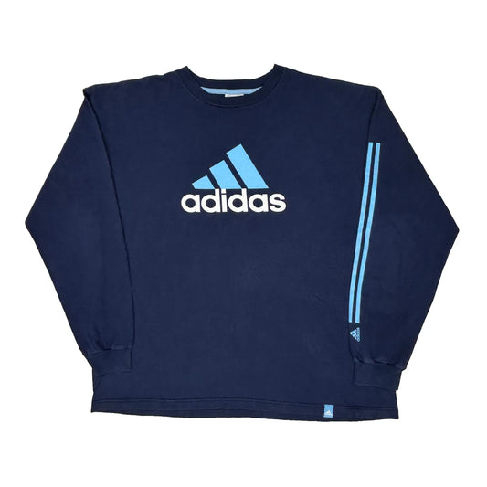 Adidas Long Sleeve T-Shirt - XL Blue Cotton