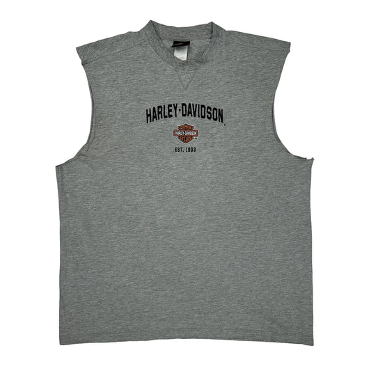Harley Davidson Graphic Vest - XL Grey Cotton