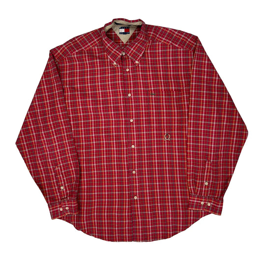Vintage Tommy Hilfiger Checked Shirt - XL Red Cotton