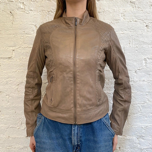 Vintage beige Conbipel Leather Jacket - womens small