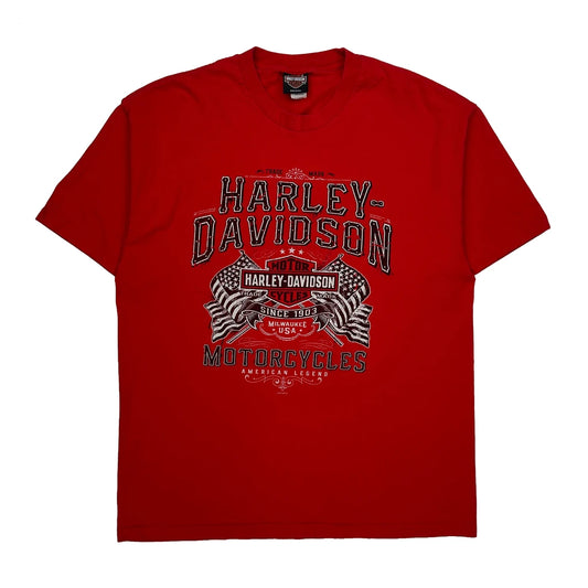Vintage Rubber City Harley-Davidson Harley Davidson Graphic T-Shirt - XL Red Cotton