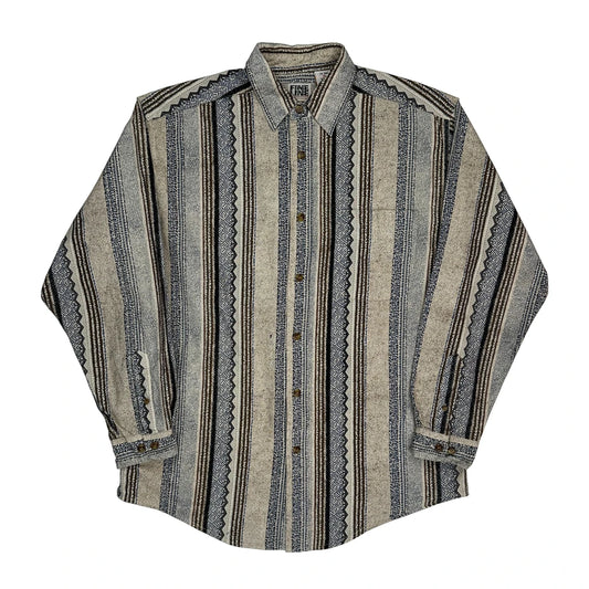 Fine Line Striped Shirt - Medium Beige Cotton