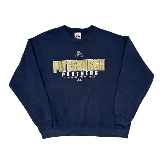 Pittsburgh Panthers Majestic Ncaa Sweatshirt - Large Navy Cotton
